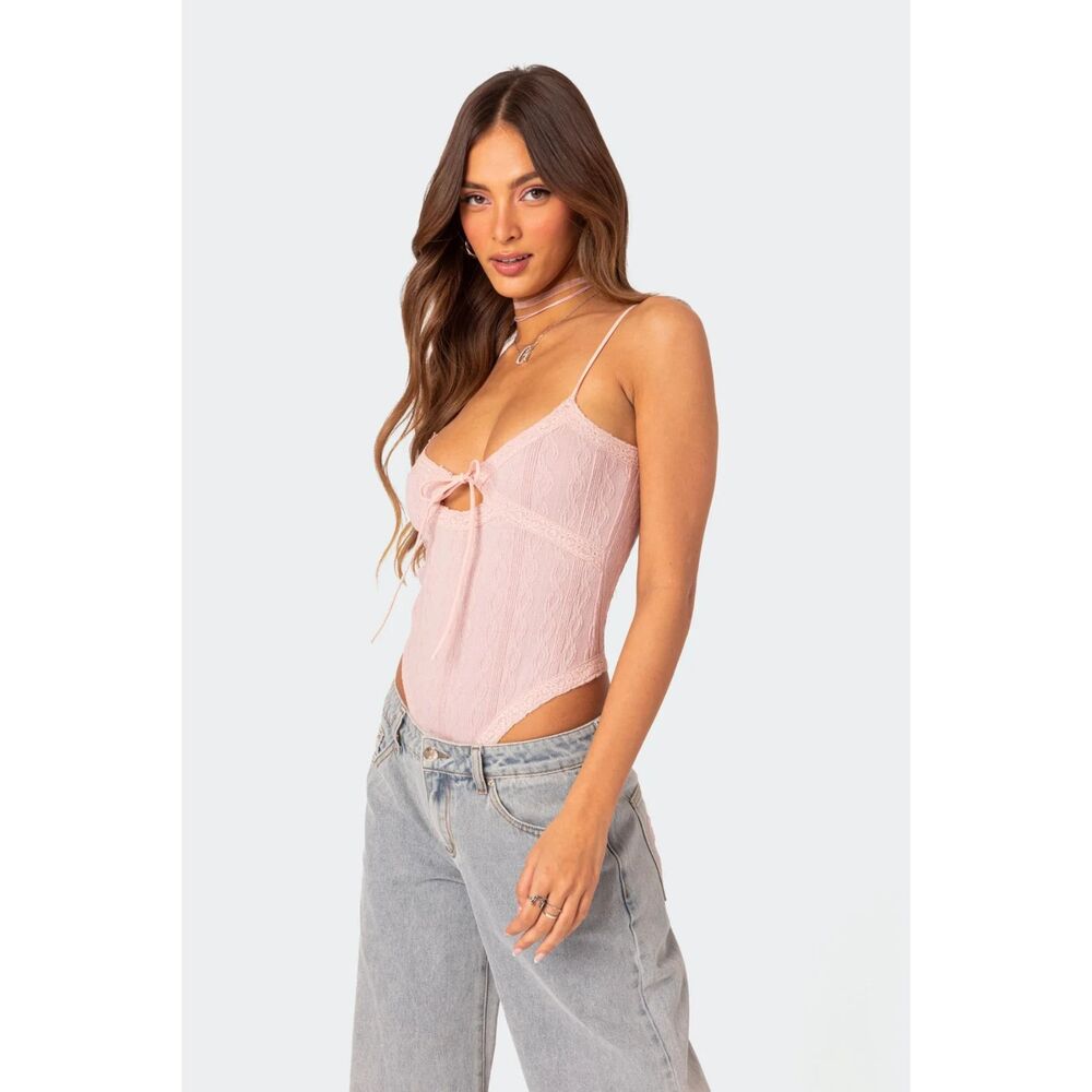 EDIKTED - NWT - Lacey Knit Cut Out Bodysuit - Women's Medium